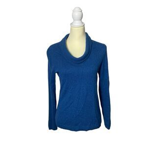 Talbots Pure 100% Cashmere Blue Cowl Neck Sweater Women's Size Small